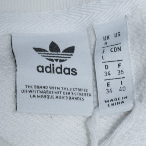 Adidas Women White Crew Neck Long Sleeve Pullover Sweatshirt Size 8