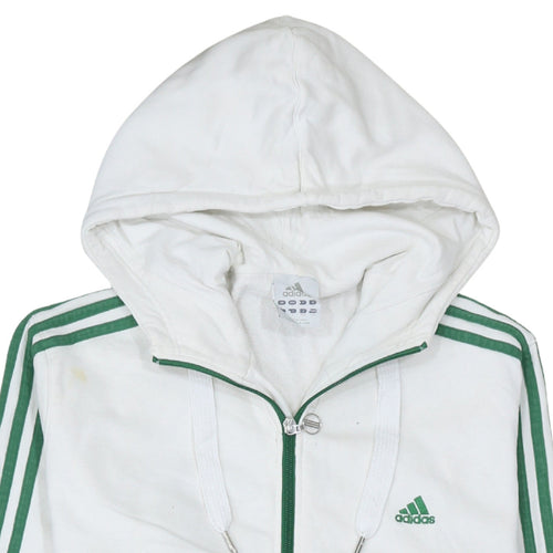 Adidas Men’s White Green Grey Full Zip Hoodie Size L Regular Fit