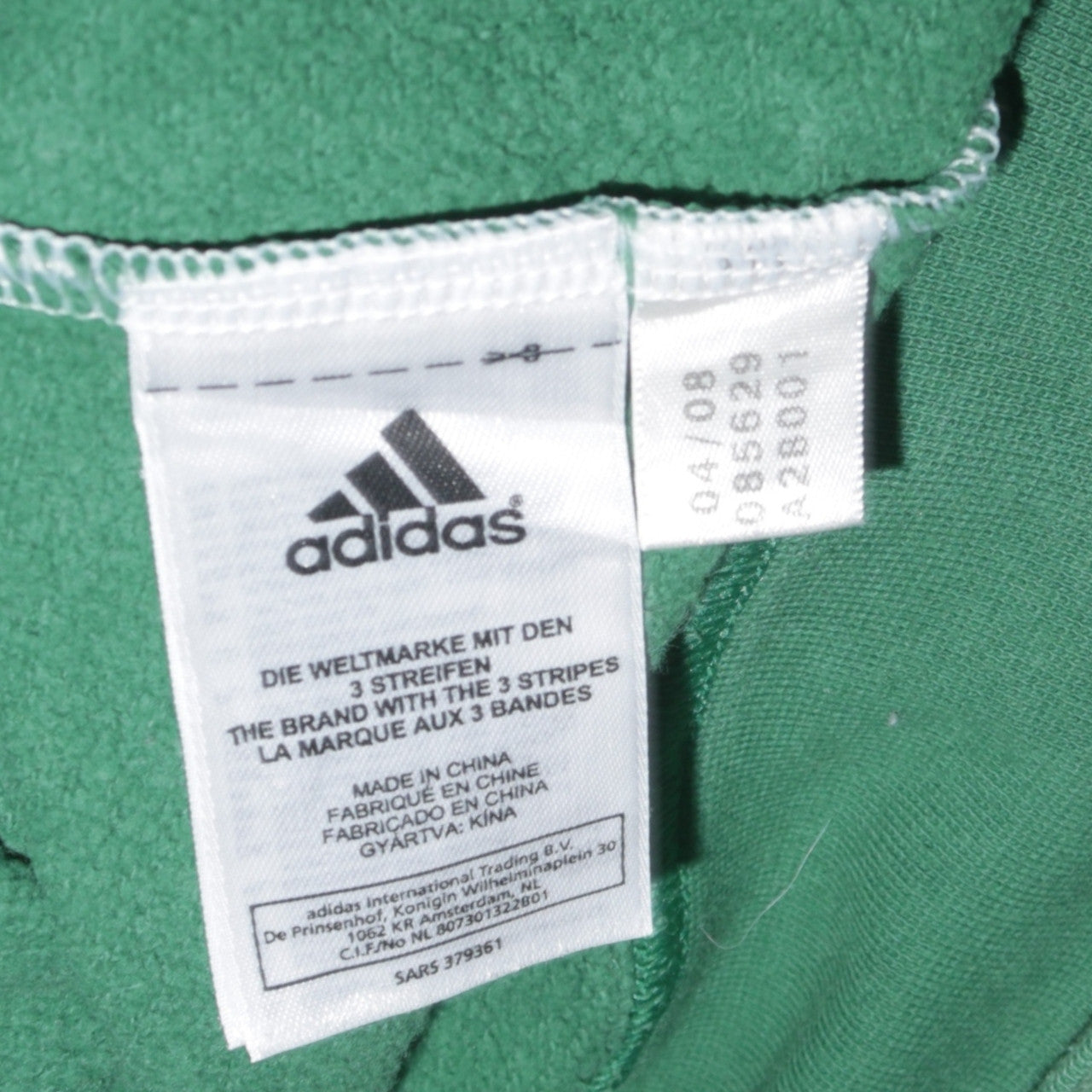 Adidas Men’s White Green Grey Full Zip Hoodie Size L Regular Fit
