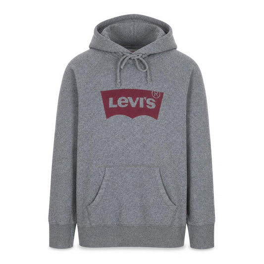Front view of Levi's Men's Grey Pullover Hoodie L Regular Fit Graphic Logo