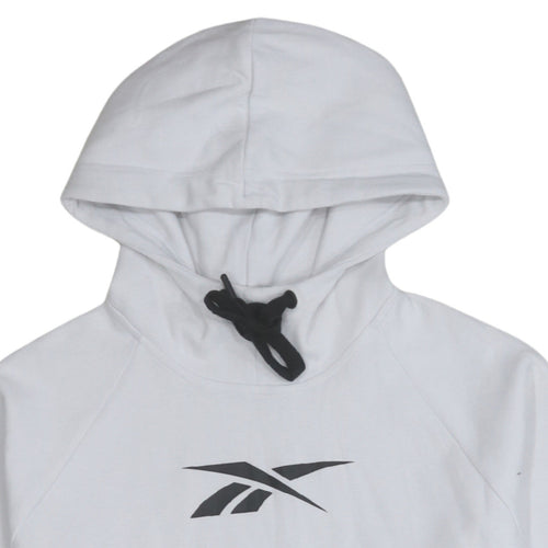 Reebok Womens White Pullover Hoodie Medium Size 12-14 Speedwick Cotton Blend