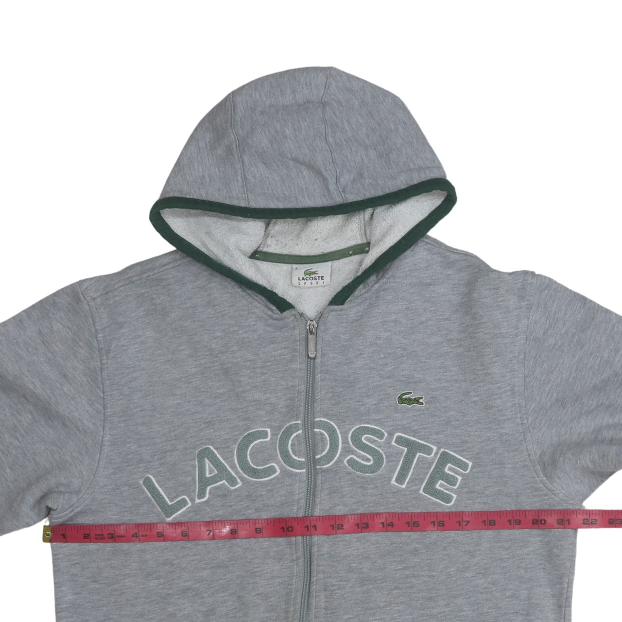 Lacoste Men's Grey Full Zip Hoodie Sweatshirt Size M