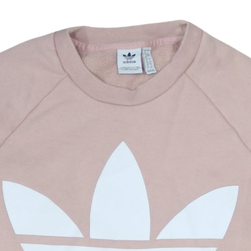 Adidas Womens Pink Crew Neck Pullover Sweatshirt Size 12