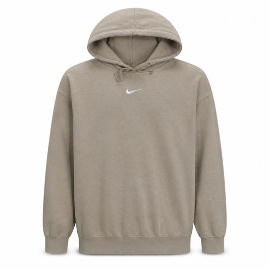 Front view of Nike Men's Beige Pullover Hoodie Small Cotton Blend Casual Style