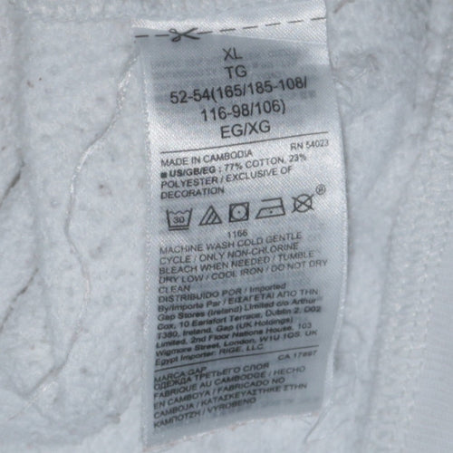 GAP Men's White Pullover Hoodie XL Logo Sweatshirt
