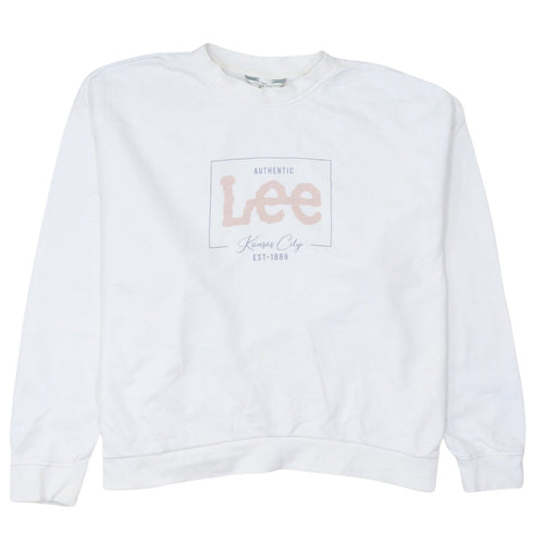 Lee Womens White Cotton Relaxed Fit Logo Sweatshirt L