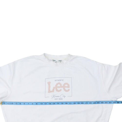 Lee Womens White Cotton Relaxed Fit Logo Sweatshirt L