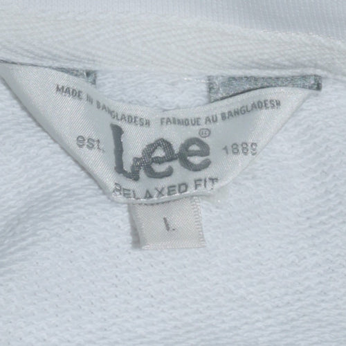 Lee Womens White Cotton Relaxed Fit Logo Sweatshirt L