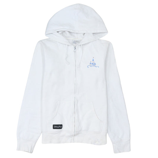 Disney Parks Women White Full Zip Hoodie L Hooded Sweatshirt