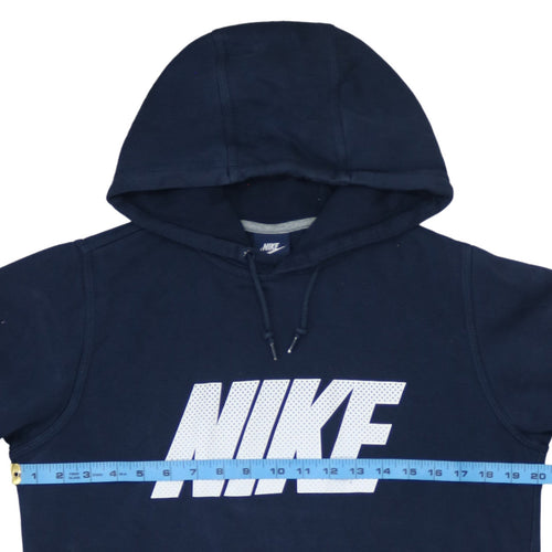 Nike Men's Blue Pullover Hoodie Small Logo Graphic Sweatshirt