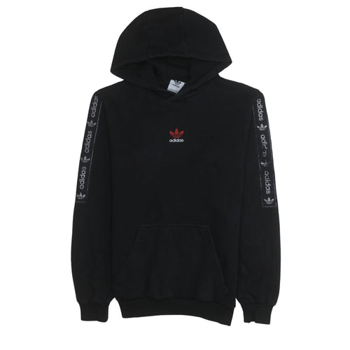 Adidas Men's Black Pullover Hoodie Small Logo Fleece Sweatshirt