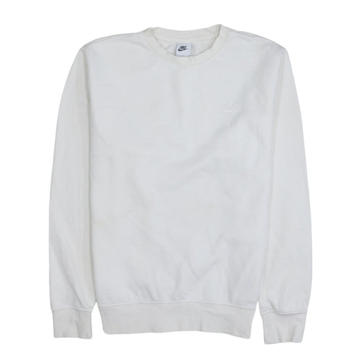 Nike Men's White Small Crew Neck Pullover Sweatshirt