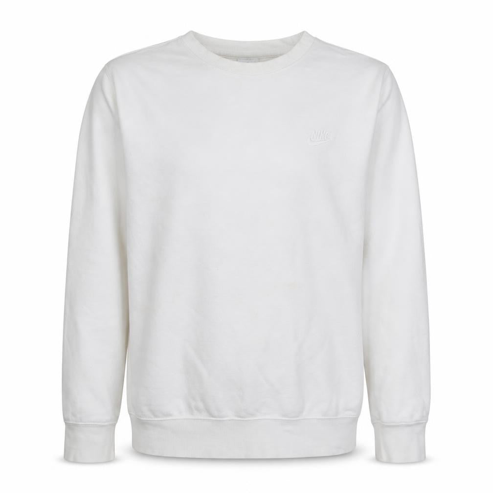 Nike Men's White Small Crew Neck Pullover Sweatshirt