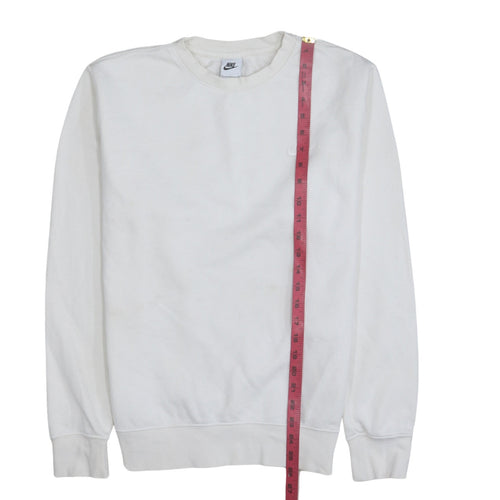 Nike Men's White Small Crew Neck Pullover Sweatshirt