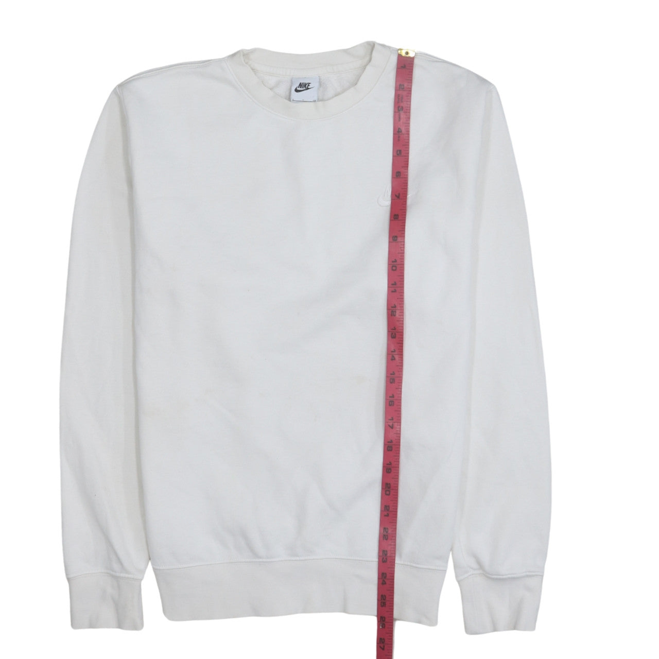 Nike Men's White Small Crew Neck Pullover Sweatshirt