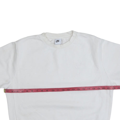 Nike Men's White Small Crew Neck Pullover Sweatshirt