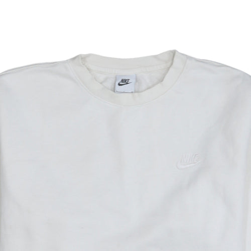 Nike Men's White Small Crew Neck Pullover Sweatshirt
