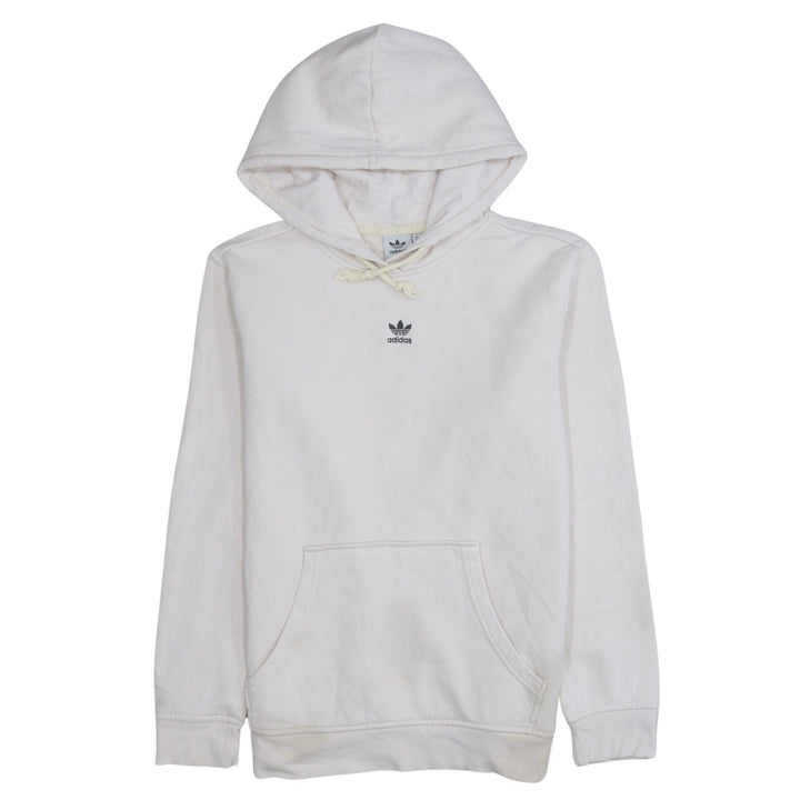 Adidas Men White Pullover Hoodie Small Logo Fleece Sweatshirt