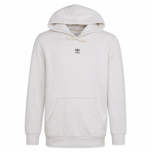 Front view of Adidas Men White Pullover Hoodie Small Logo Fleece Sweatshirt