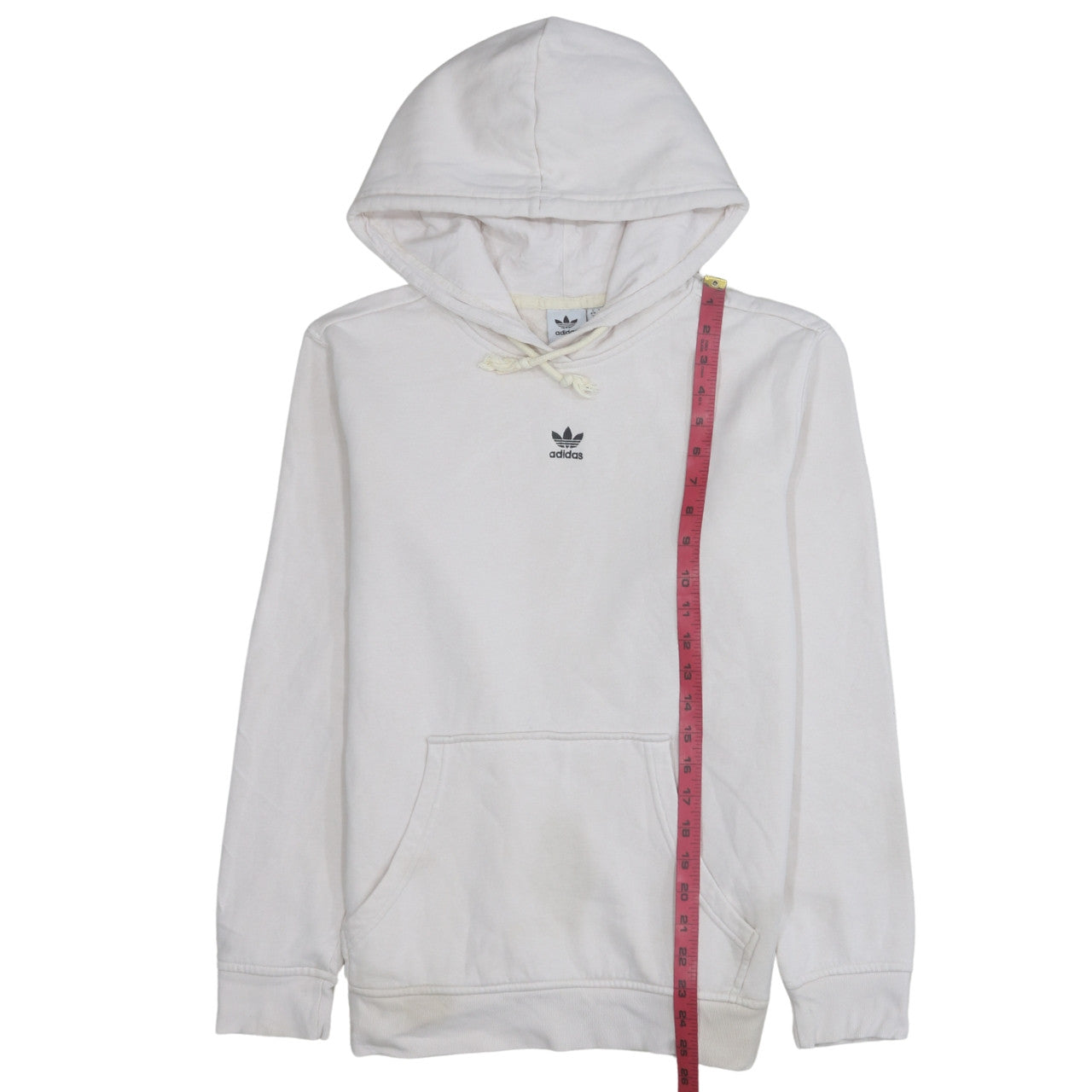 Adidas Men White Pullover Hoodie Small Logo Fleece Sweatshirt