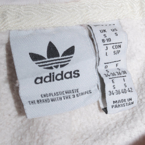 Adidas Men White Pullover Hoodie Small Logo Fleece Sweatshirt