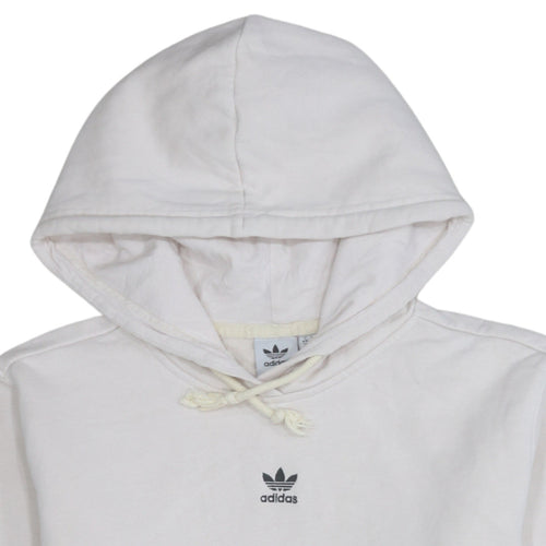 Adidas Men White Pullover Hoodie Small Logo Fleece Sweatshirt