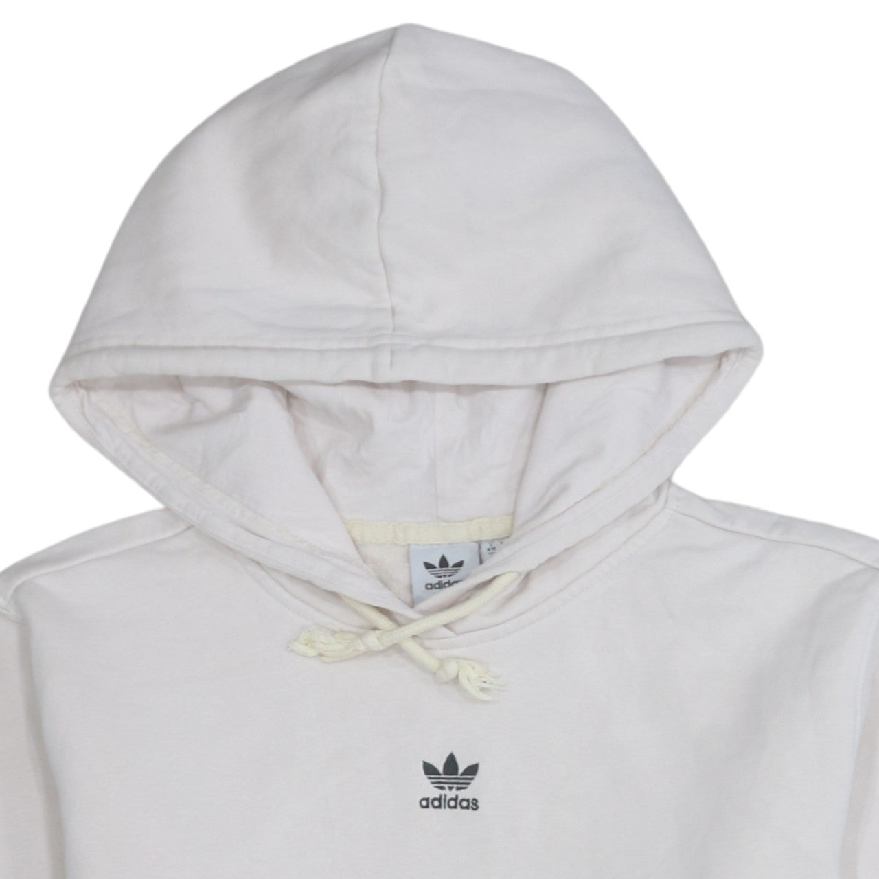 Adidas Men White Pullover Hoodie Small Logo Fleece Sweatshirt