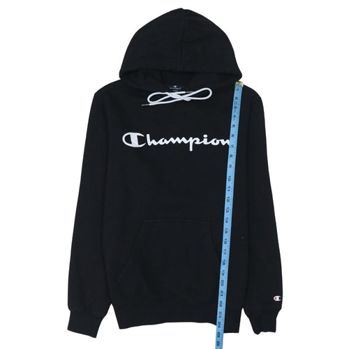 Champion Men's Black Small Pullover Hoodie with Logo Print