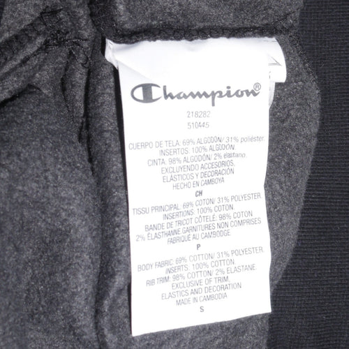 Champion Men's Black Small Pullover Hoodie with Logo Print