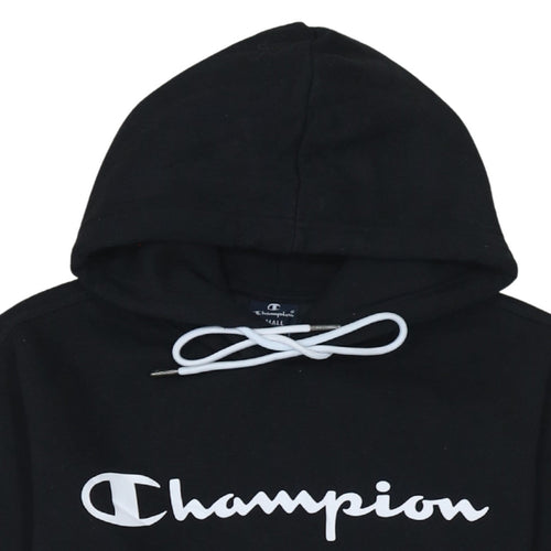 Champion Men's Black Small Pullover Hoodie with Logo Print