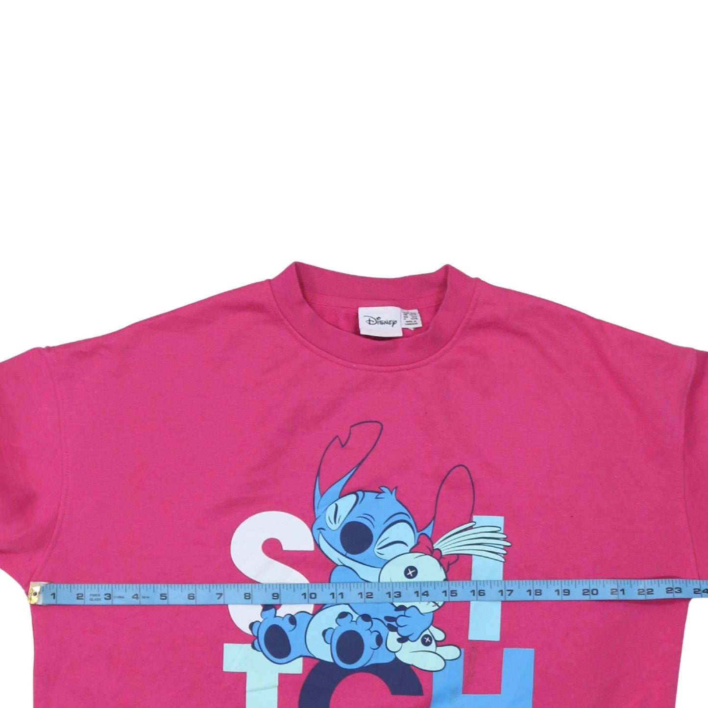 Disney Women Pink Stitch Sweatshirt Size L 14/16 Pullover