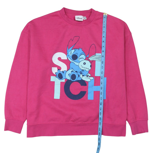 Disney Women Pink Stitch Sweatshirt Size L 14/16 Pullover