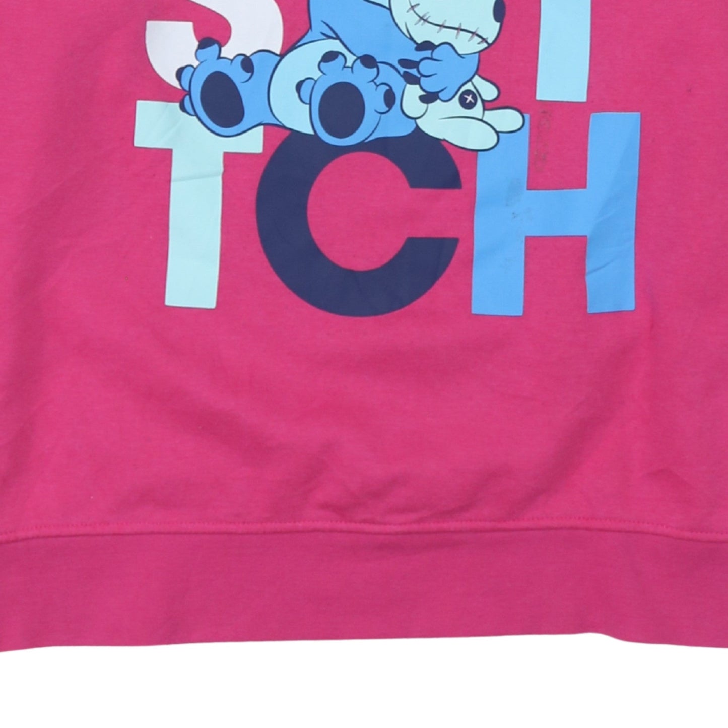 Disney Women Pink Stitch Sweatshirt Size L 14/16 Pullover