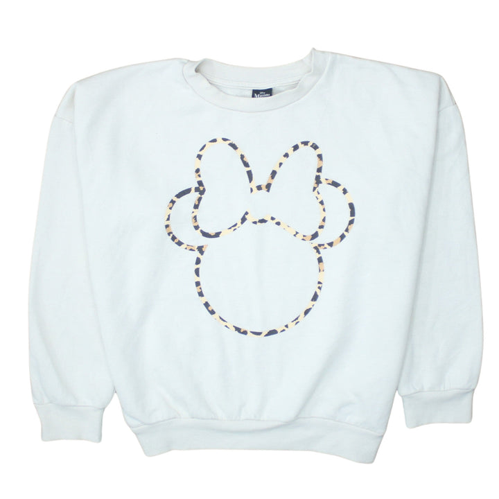 Disney Minnie Mouse White Leopard Print Sweatshirt Women S