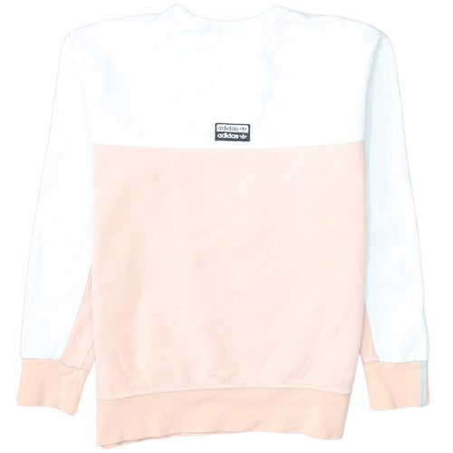 Adidas Girls Pink & White Logo Colourblock Crew Neck Sweatshirt 12 Years