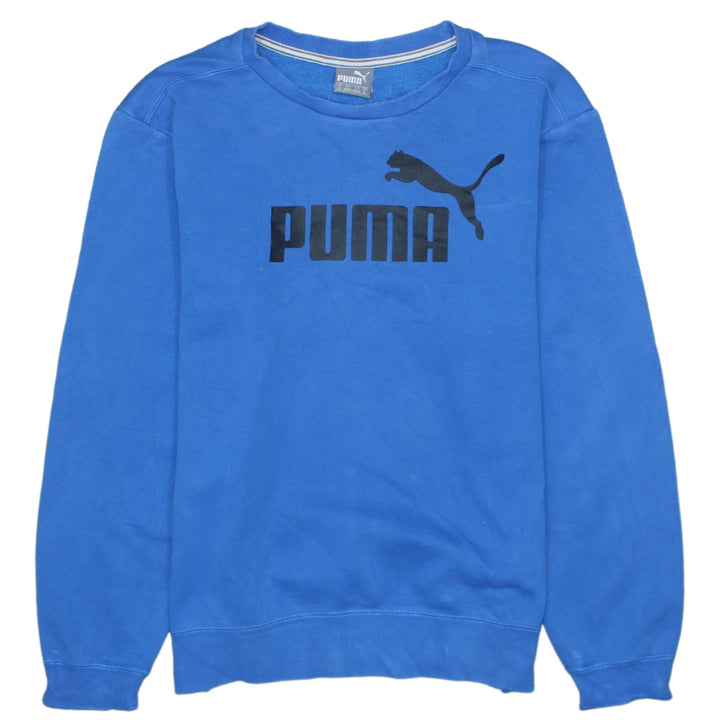 Puma Men's Blue Crew Neck Logo Sweatshirt Size S
