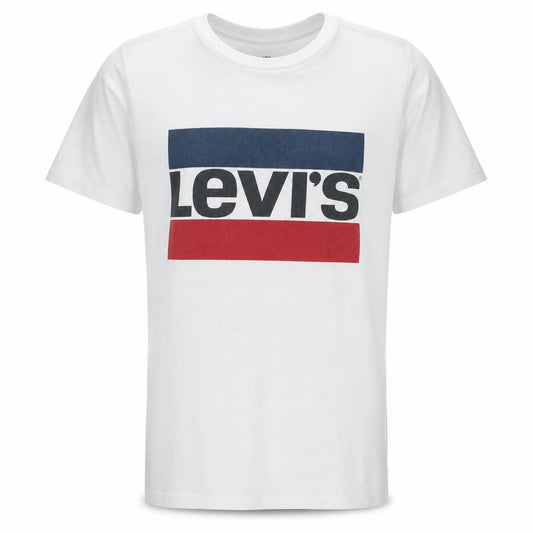Front view of Levi's Men's White Graphic Logo T-Shirt XXS Cotton