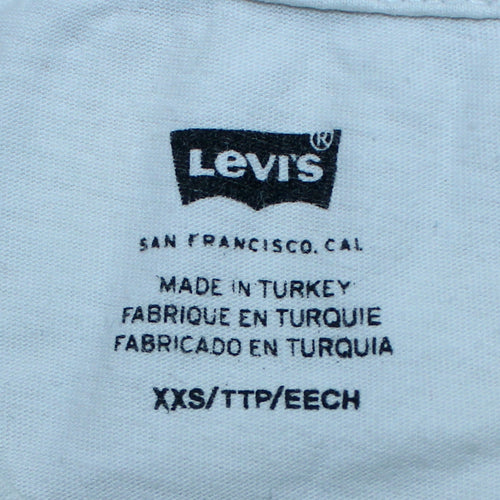 Levi's Men's White Graphic Logo T-Shirt XXS Cotton
