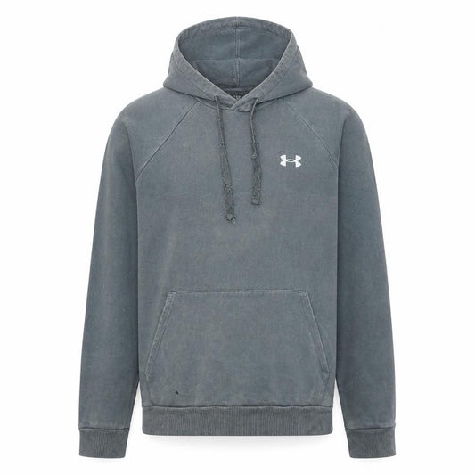 Front view of Under Armour Men's Grey Pullover Hoodie Small Relaxed Fit