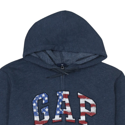 GAP Men's Blue Full Zip Hoodie L USA Flag Logo Fleece Sweatshirt