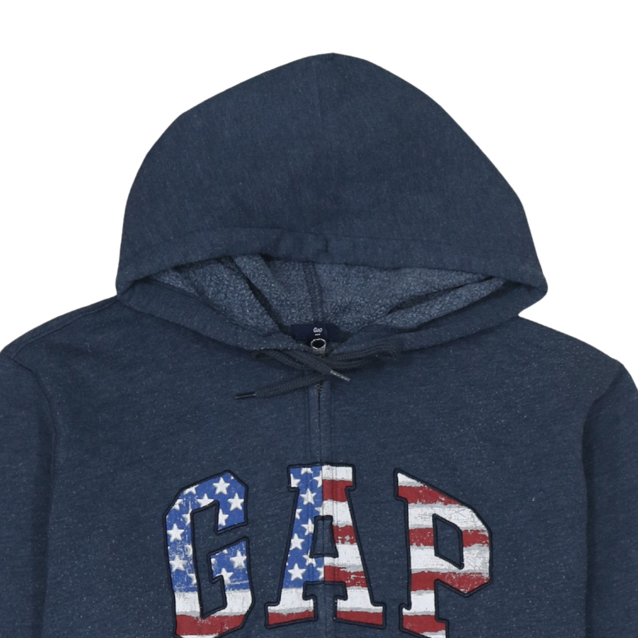 GAP Men's Blue Full Zip Hoodie L USA Flag Logo Fleece Sweatshirt