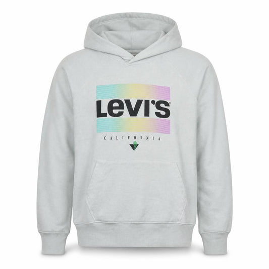 Front view of Levi's Men's White Small Pullover Hoodie with California Print