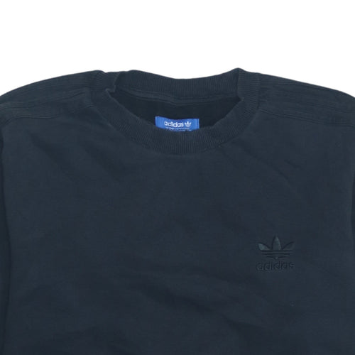 Adidas Mens Black Crew Neck Logo Sweatshirt Size M Regular Fit