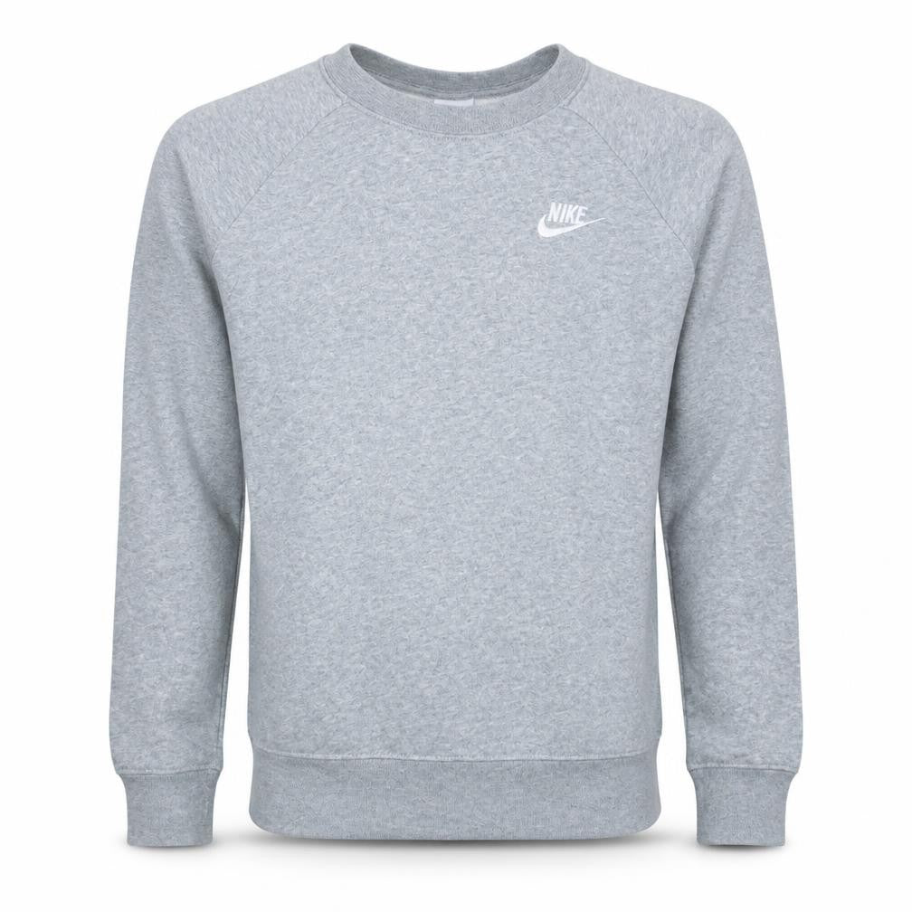 Front view of Nike Men's Grey Small Crew Neck Pullover Sweatshirt