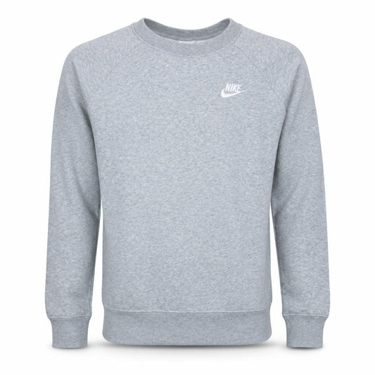 Front view of Nike Men's Grey Small Crew Neck Pullover Sweatshirt
