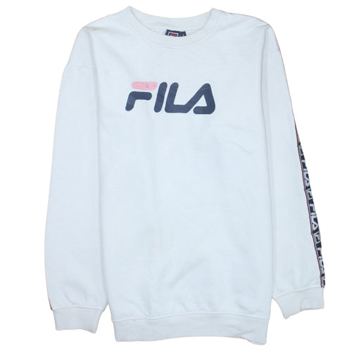 Fila Mens White Logo Pullover Sweatshirt Size L