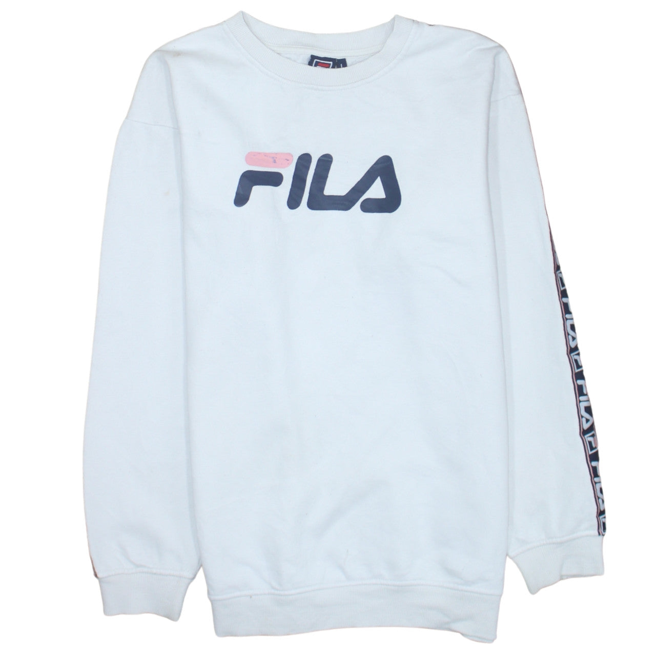 Fila Mens White Logo Pullover Sweatshirt Size L