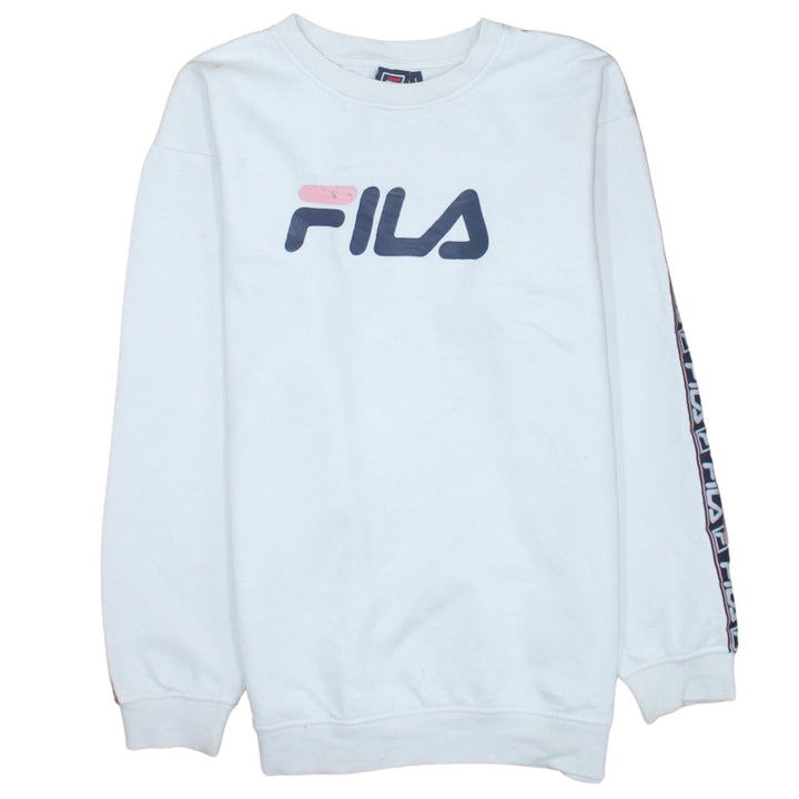 Fila Mens White Logo Pullover Sweatshirt Size L