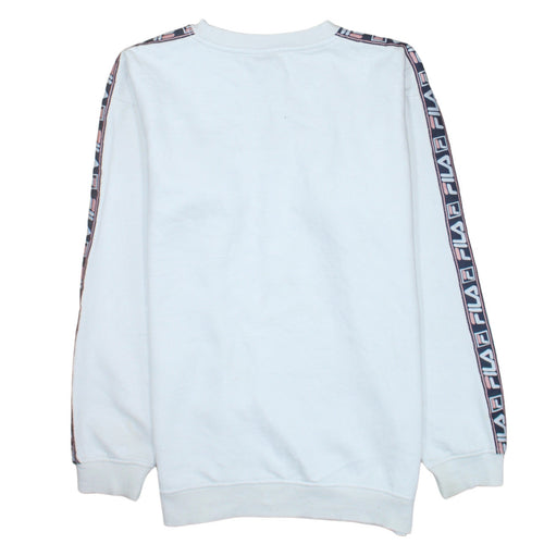 Fila Mens White Logo Pullover Sweatshirt Size L