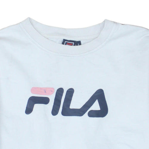 Fila Mens White Logo Pullover Sweatshirt Size L
